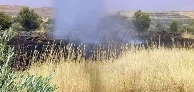 إخماد حريق بحقول القمح في دير ماكر بريف دمشق