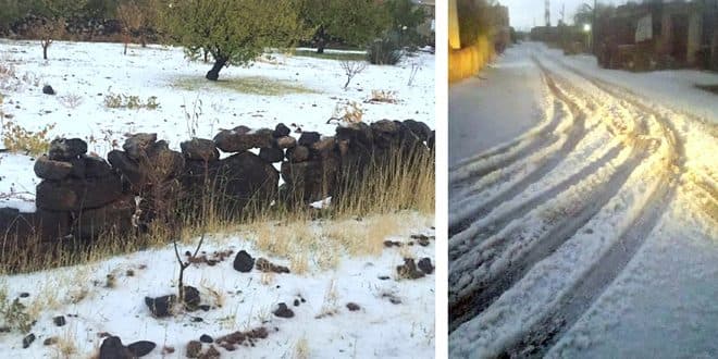 تساقط غزير لحبات البرد بريف السويداء.. وهذه حالة الطقس العامة