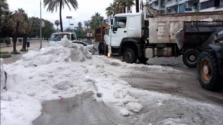 عاصفة بردية في اللاذقية